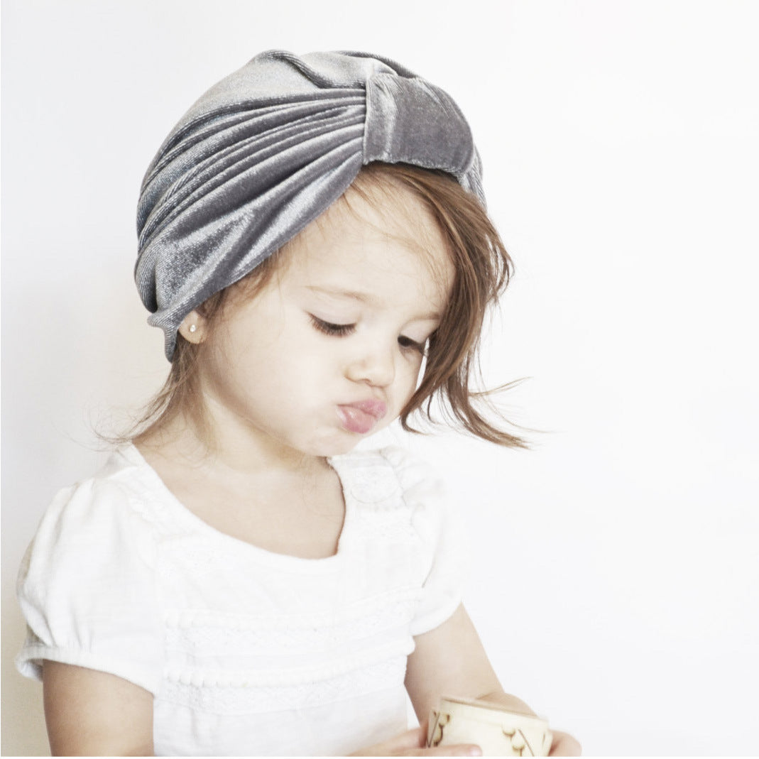 Baby Girl's Velour Turban Hat w Knot - 0816 - quixoticmuses