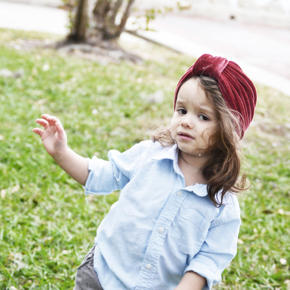 Baby Girl's Velour Turban Hat w Knot - 0816 - quixoticmuses