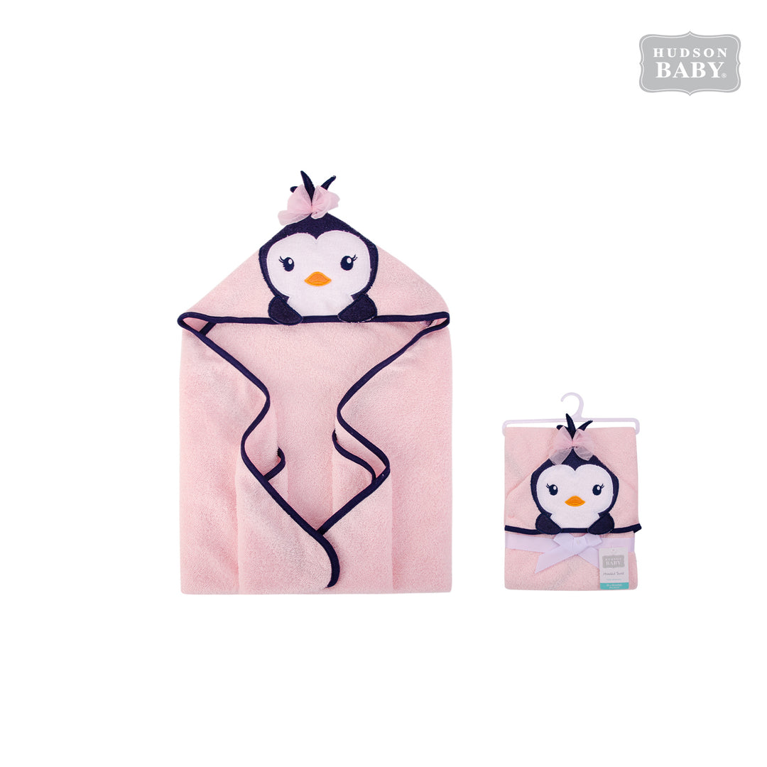 Baby Animal Hooded Towel(Woven Terry) 00340CH Pink Penguin - quixoticmuses