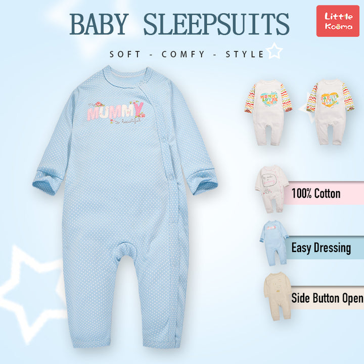 Baby Blue w White Dots Mummy Is Beautiful Jumpsuit All In One - quixoticmuses