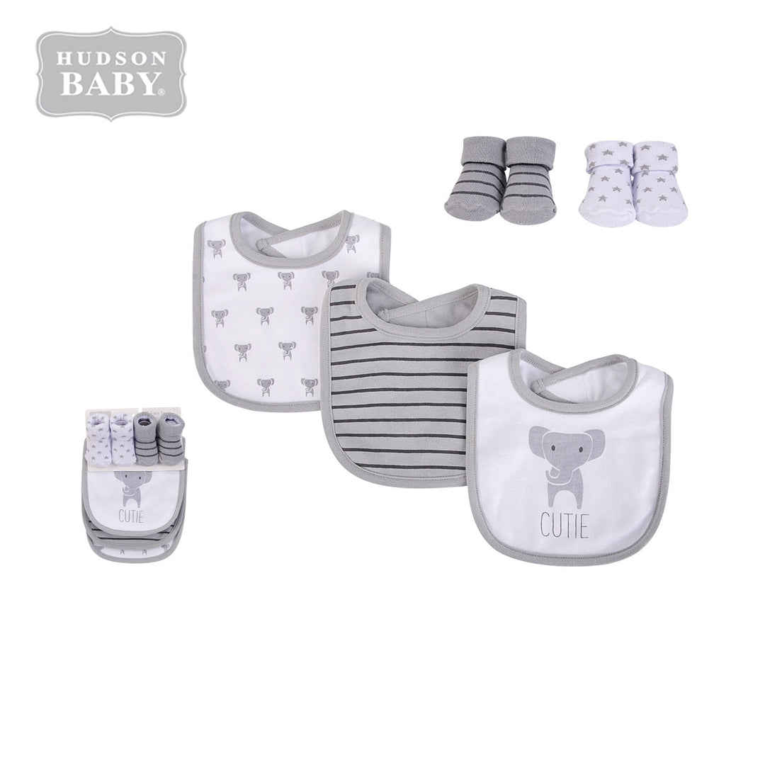 Baby Boy Bibs n Socks 5 Pcs Set Elephant 56259 - quixoticmuses