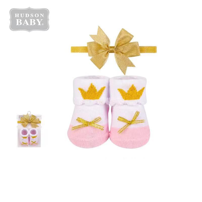 Baby Girl 2 Piece Headband n Socks Set 01172CH Princess - quixoticmuses