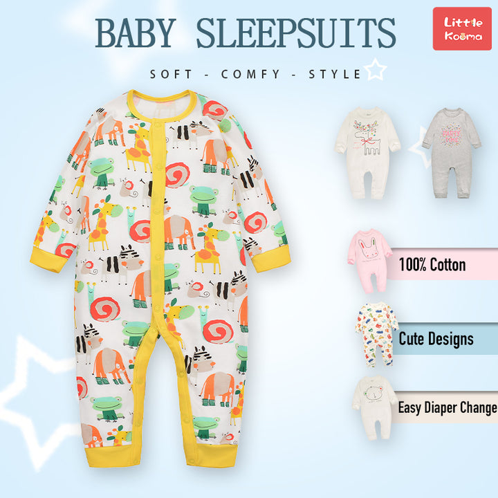 Baby Sleepsuit Snail Frog Elephant Giraffe Jumpsuit All In One - quixoticmuses