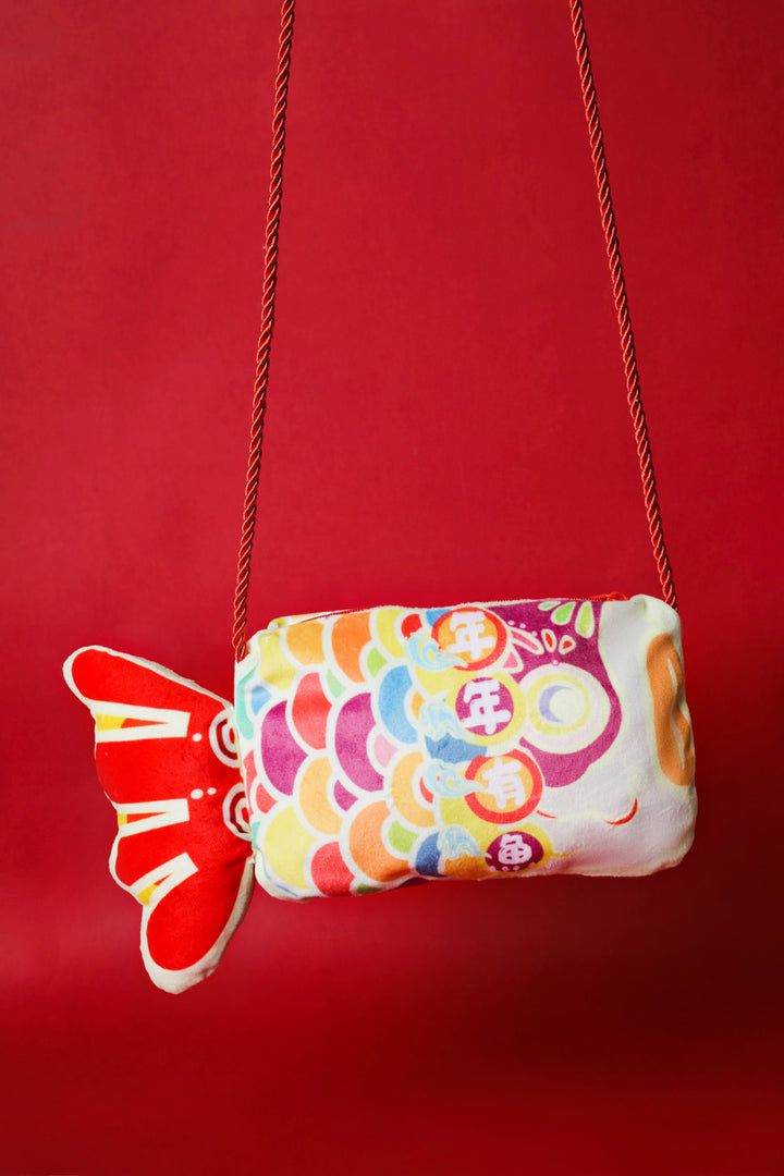 Baby Kids CNY Chinese New Year Ang Bao Red Velvet Envelope Sling Bag Little Fish Nian Nian You Yu - quixoticmuses