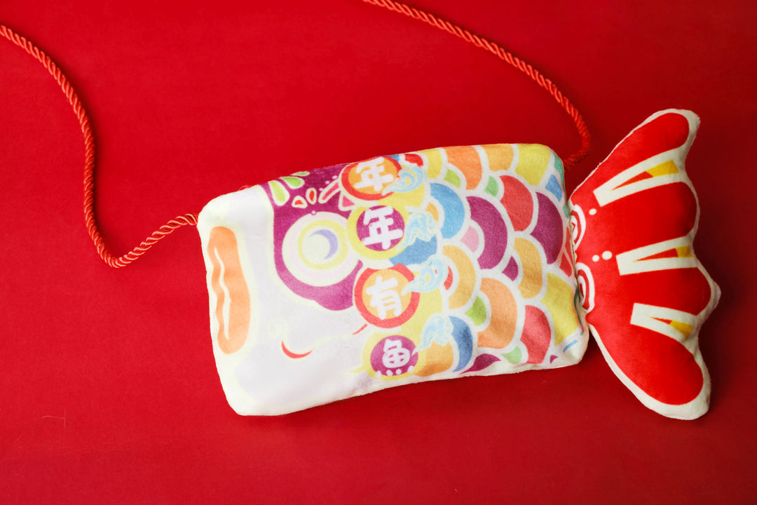 Baby Kids CNY Chinese New Year Ang Bao Red Velvet Envelope Sling Bag Little Fish Nian Nian You Yu - quixoticmuses