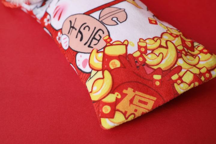 Baby Kids CNY Chinese New Year Ang Bao Red Velvet Envelope Sling Bag Fortune Cat w Dancing Lion - quixoticmuses