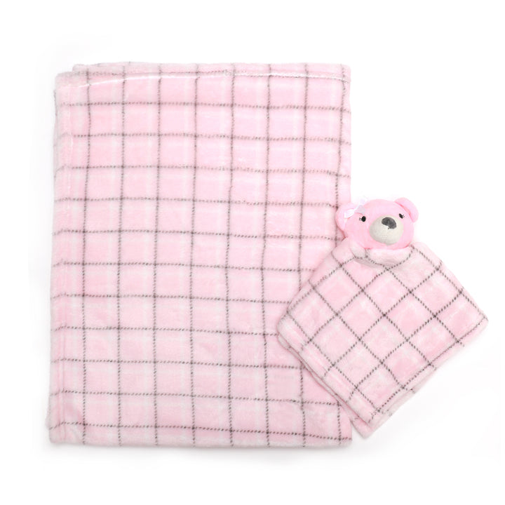 Personalised Customized Luvable Friends Plush Blanket With Pink Bear 17451 - quixoticmuses