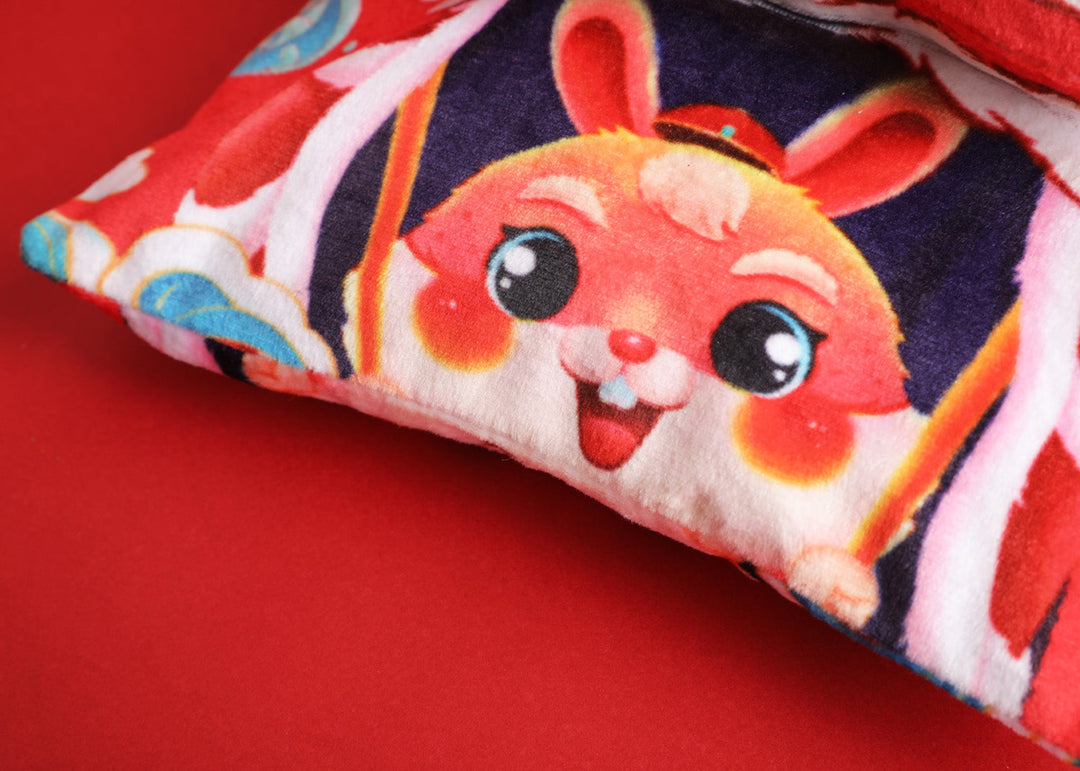 Baby Kids CNY Chinese New Year Rabbit Year Ang Bao Red Velvet Envelope Sling Bag Dancing Lion - quixoticmuses