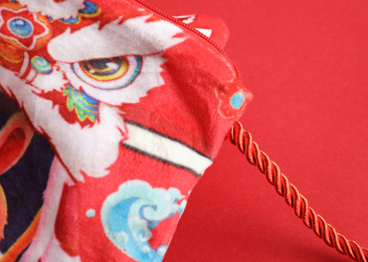 Baby Kids CNY Chinese New Year Rabbit Year Ang Bao Red Velvet Envelope Sling Bag Dancing Lion - quixoticmuses