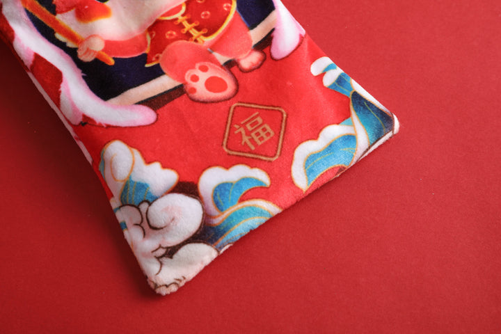 Baby Kids CNY Chinese New Year Rabbit Year Ang Bao Red Velvet Envelope Sling Bag Dancing Lion - quixoticmuses