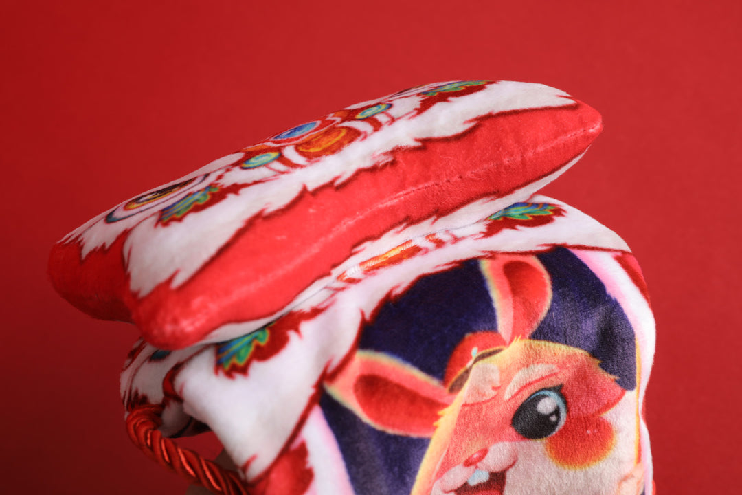 Baby Kids CNY Chinese New Year Rabbit Year Ang Bao Red Velvet Envelope Sling Bag Dancing Lion - quixoticmuses