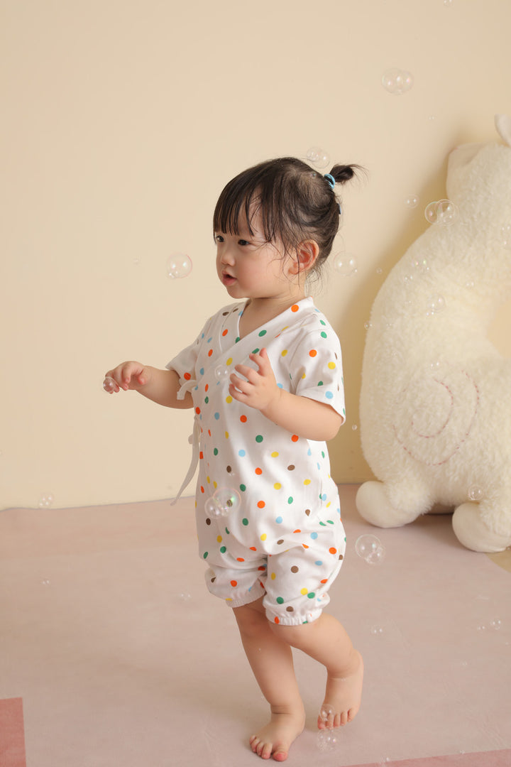 Baby Kimono Romper Colorful Polka Dots - quixoticmuses