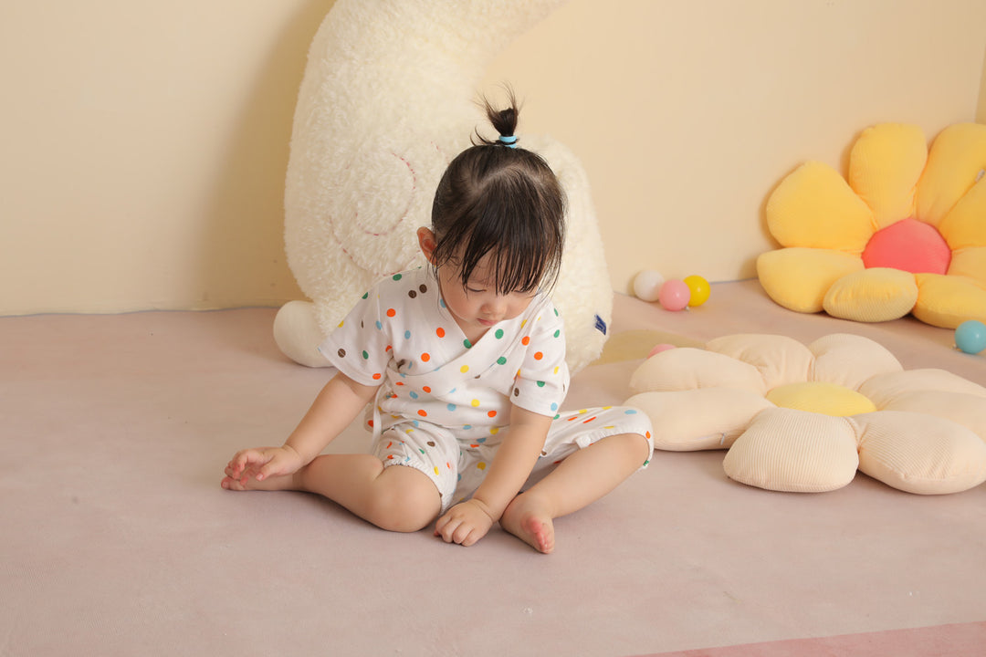 Baby Kimono Romper Colorful Polka Dots - quixoticmuses