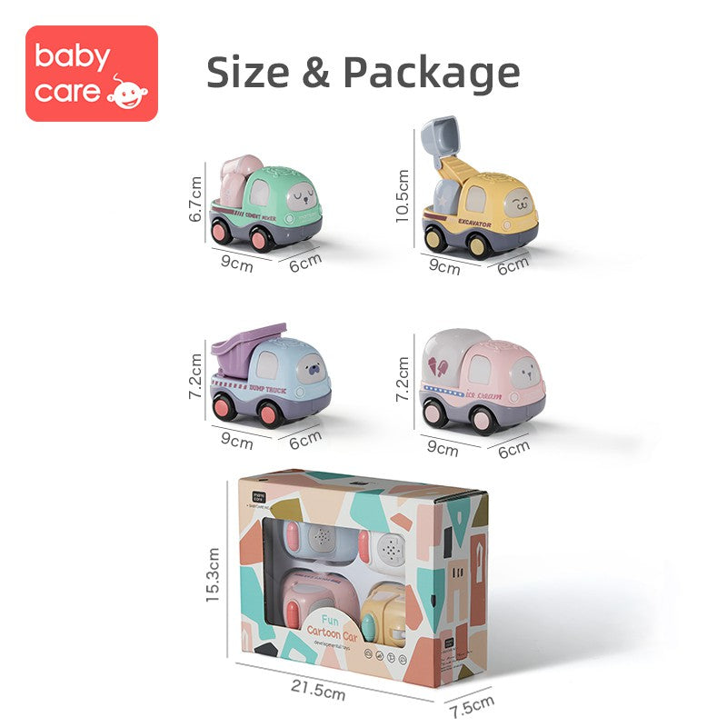 Babycare Baby Toys Mini Cars Set Cartoon Trucks Vehicles Transportation Car Toys for Boys and Girls 4pcs - quixoticmuses