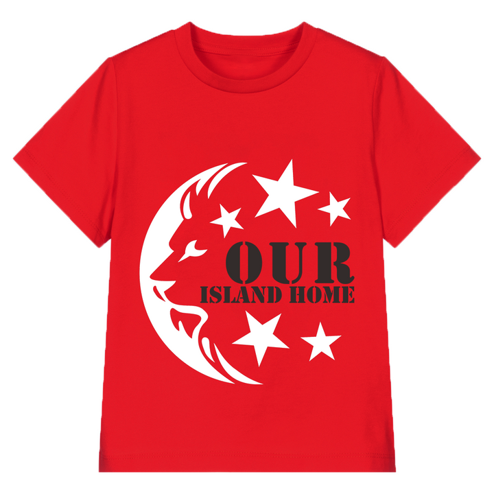 Baby Kids Red T-shirt Our Island Home Moon Stars Lion Face National Day Top Outfit - quixoticmuses