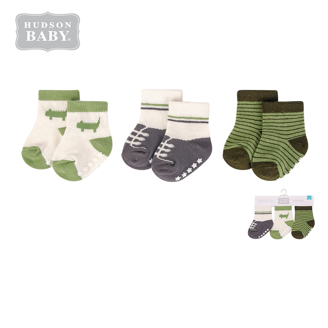 Hudson Baby Socks 3 Pairs Pack Anti-slip Crocodile 00776CH - quixoticmuses