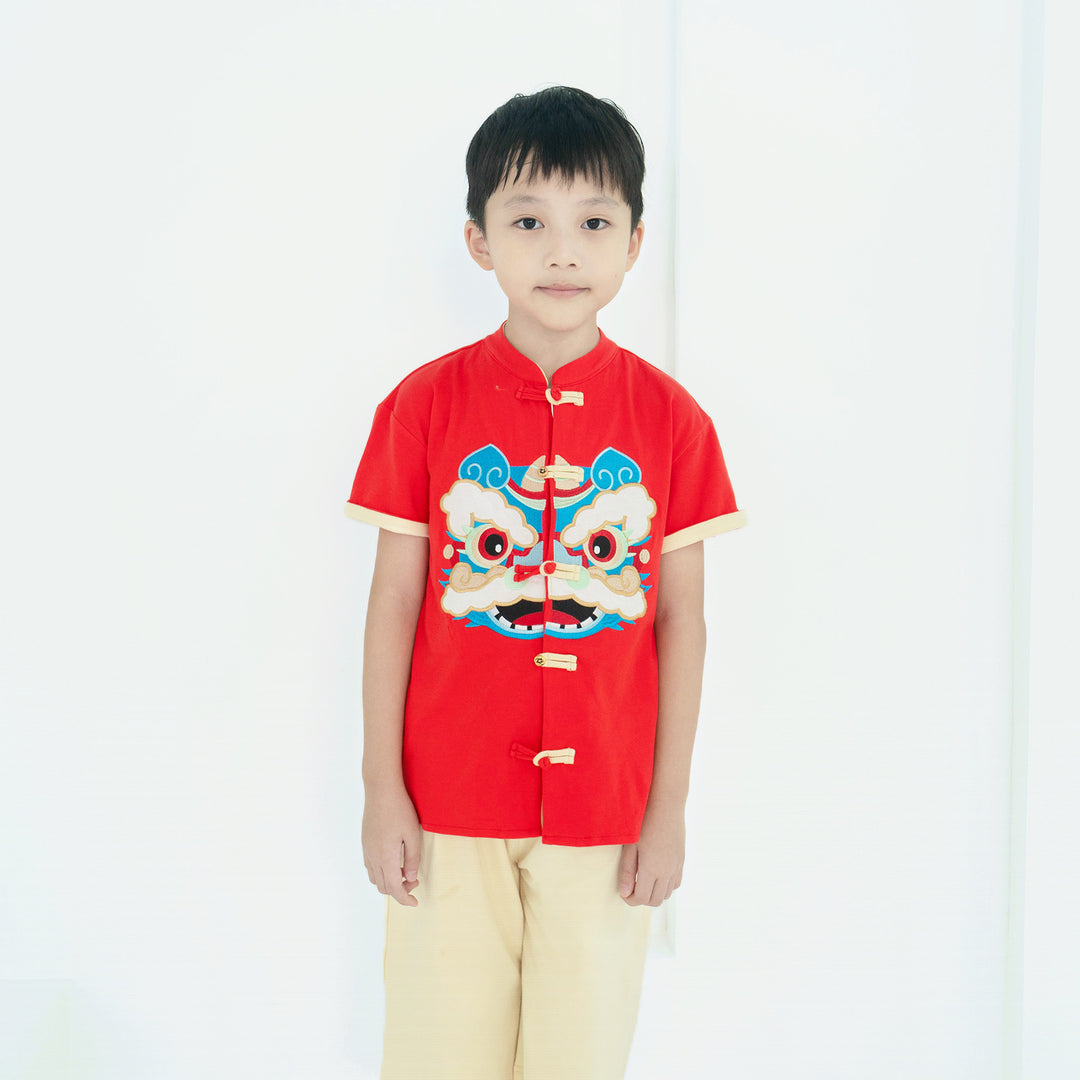 Baby Kids Boys Cheongsam Set Dancing Lion Top n Shorts CNY Chinese New Year Outfit - quixoticmuses