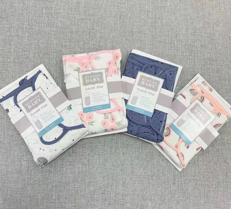 Hudson Baby Cotton Swaddle Wrap Magic Tape 0-3 months 1pc 01221CH Rainbows - quixoticmuses