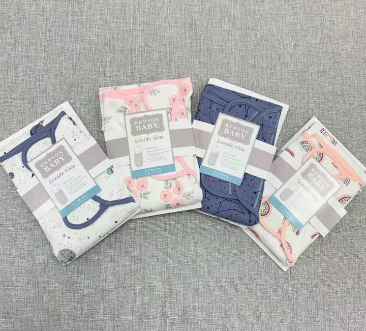 Hudson Baby Cotton Swaddle Wrap Magic Tape 0-3 months 1pc 01221CH Rainbows - quixoticmuses