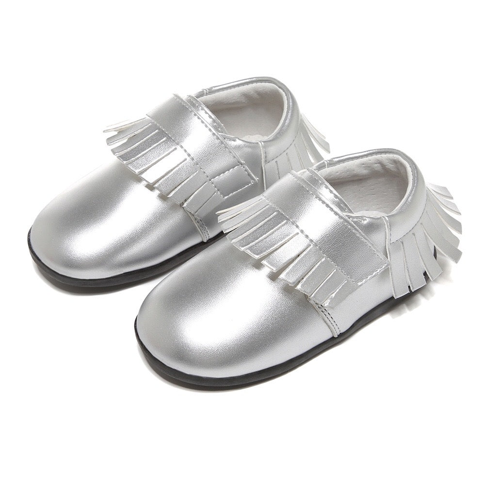 Girl’s Leather Loafers Shoes w Fringe Magic Tape - SQ1176 - quixoticmuses