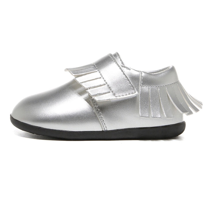 Girl’s Leather Loafers Shoes w Fringe Magic Tape - SQ1176 - quixoticmuses