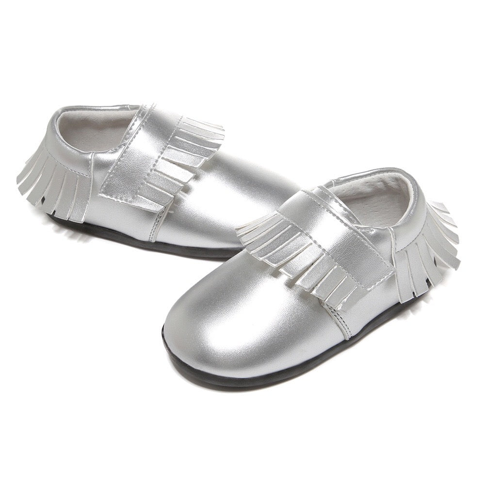 Girl’s Leather Loafers Shoes w Fringe Magic Tape - SQ1176 - quixoticmuses