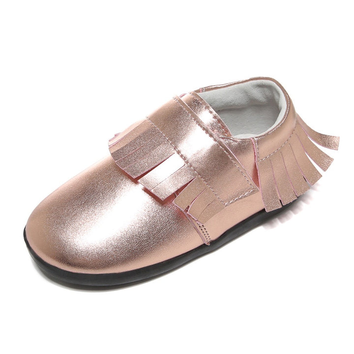 Girl’s Leather Loafers Shoes w Fringe Magic Tape - SQ1176 - quixoticmuses