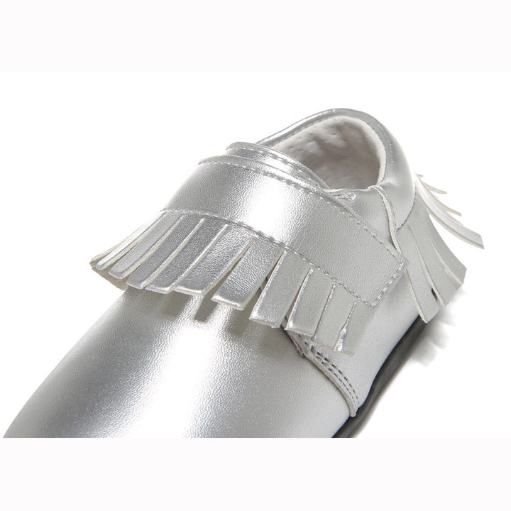 Girl’s Leather Loafers Shoes w Fringe Magic Tape - SQ1176 - quixoticmuses