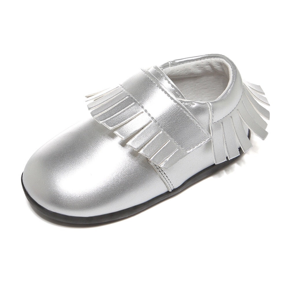 Girl’s Leather Loafers Shoes w Fringe Magic Tape - SQ1176 - quixoticmuses