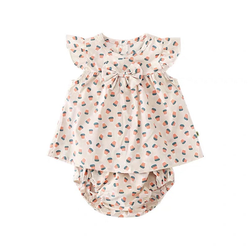 Baby Girl Ruffled Top w Bowtie n Knickers Set - 1006 - quixoticmuses