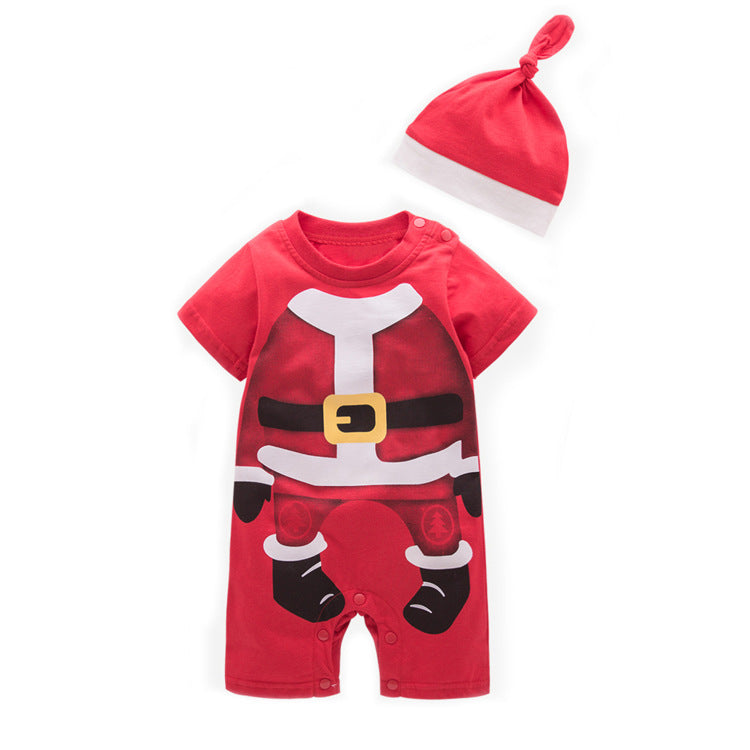 Baby Boy Christmas Outfit Santa Claus Romper Two Piece Set - 1125 - quixoticmuses