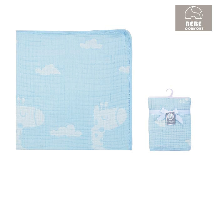 Baby Muslin Blanket 6 Layers Giraffe Clouds - quixoticmuses