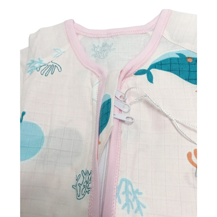 Baby Wearable Muslin Blanket Long Sleeve Sleeping Bag 3-Way Zipper Pink - quixoticmuses