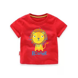 Kids Red T-shirt w Lion Casual Outfit - 0725 - quixoticmuses