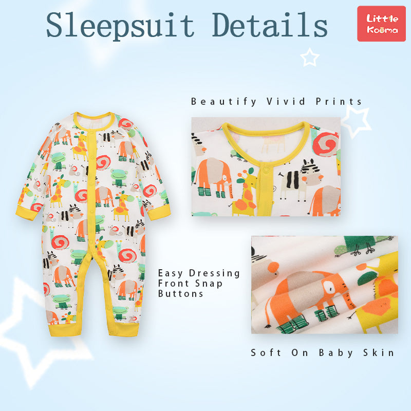 Baby Sleepsuit Snail Frog Elephant Giraffe Jumpsuit All In One - quixoticmuses