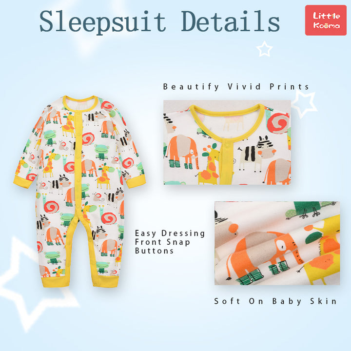 Baby Sleepsuit Snail Frog Elephant Giraffe Jumpsuit All In One - quixoticmuses