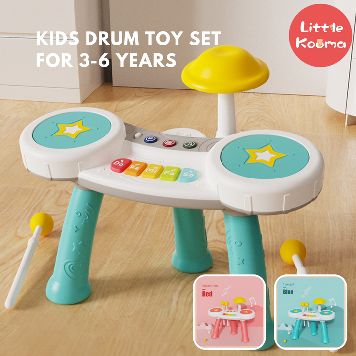 Kids Drum Set 3-6 Years Child Drum Plus Piano Toy Set For Early Learning Toy - quixoticmuses