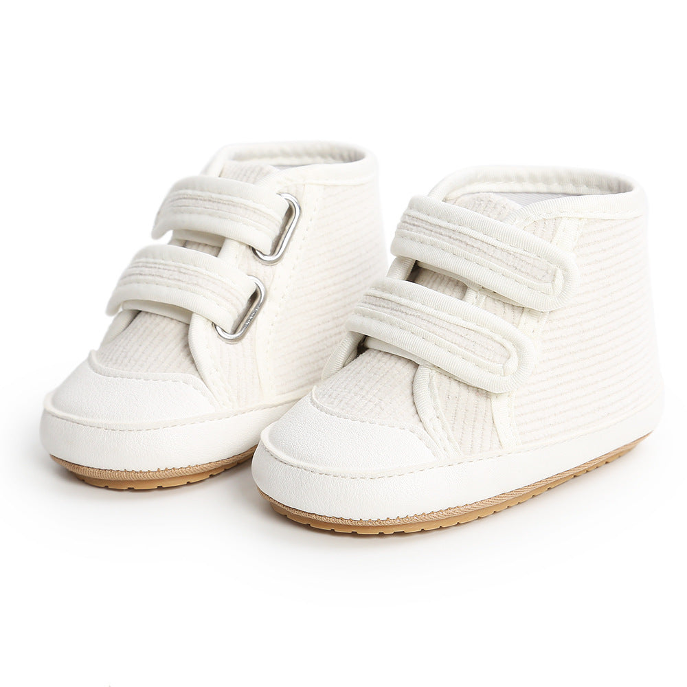 Baby Boy Girl Corduroy Shoes Magic Tape Anti-slip High Sneakers - quixoticmuses