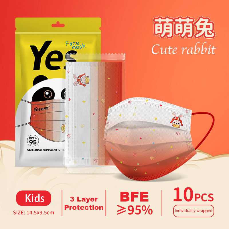 Kids Adults Year of the Rabbit CNY Family Matching Disposable 3 PLY Protective Masks - quixoticmuses