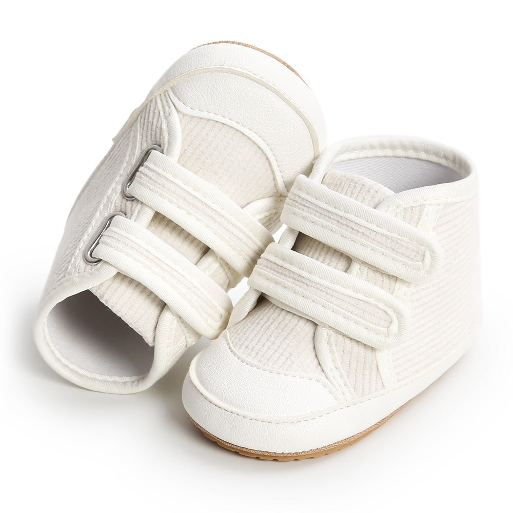 Baby Boy Girl Corduroy Shoes Magic Tape Anti-slip High Sneakers - quixoticmuses