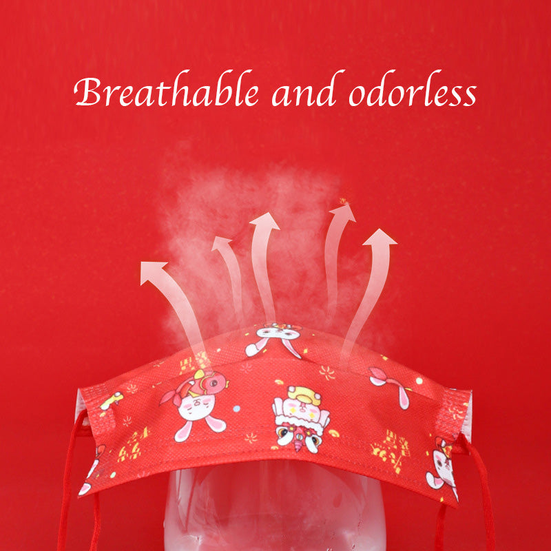 Kids Adults Year of the Rabbit CNY Family Matching Disposable 3 PLY Protective Masks - quixoticmuses