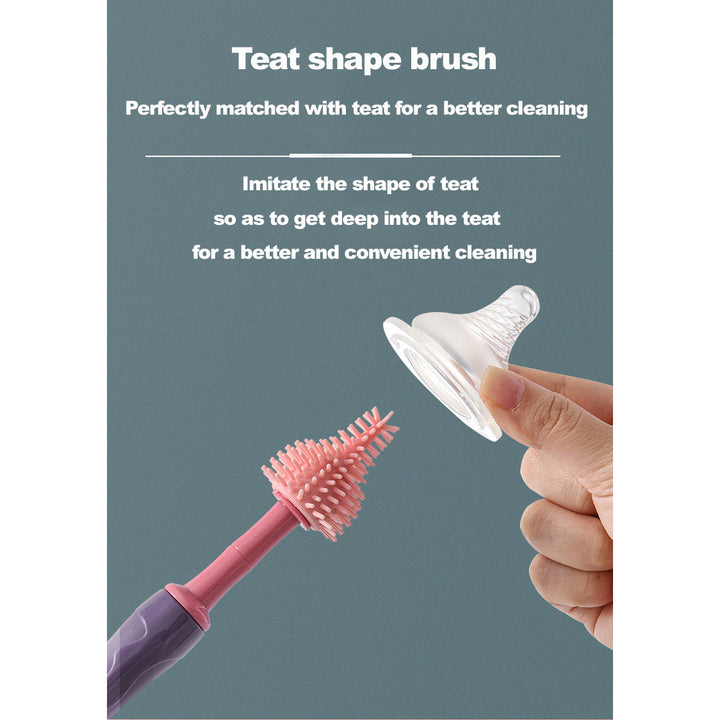 Baby Silicone Bottle Brush Teat Nipple Brush Straw Brush 3 In 1 Set - quixoticmuses