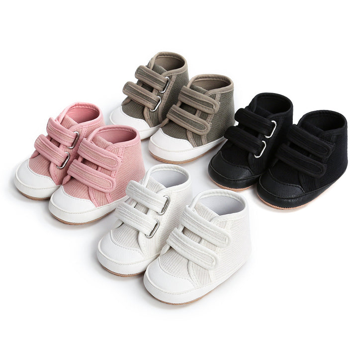 Baby Boy Girl Corduroy Shoes Magic Tape Anti-slip High Sneakers - quixoticmuses