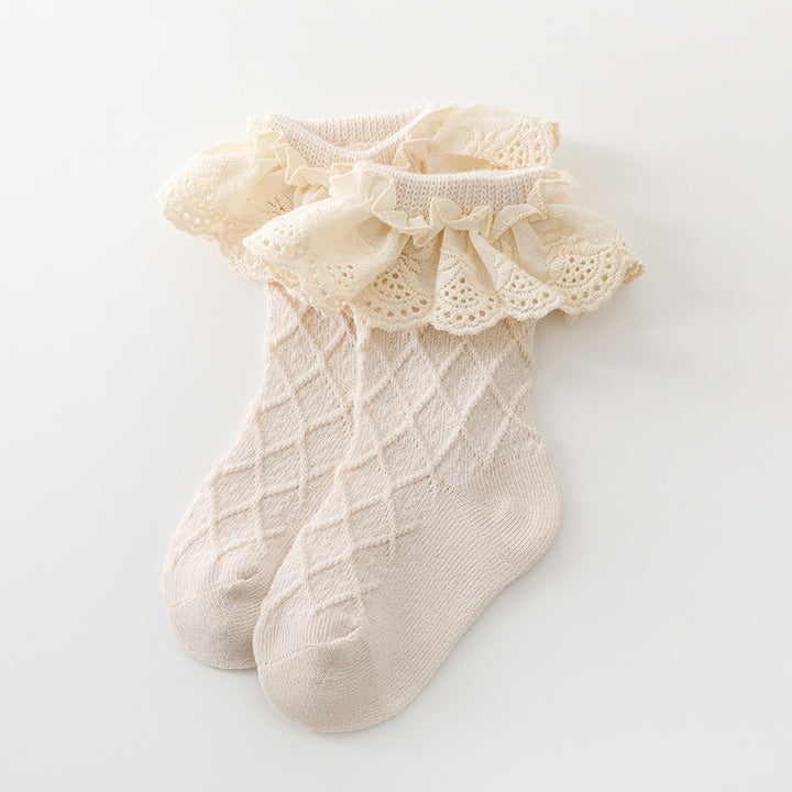 Baby Kids Girl Lace Brim Waffle Ankle Socks - quixoticmuses