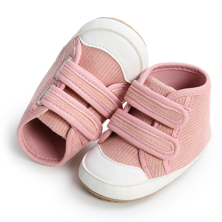 Baby Boy Girl Corduroy Shoes Magic Tape Anti-slip High Sneakers - quixoticmuses