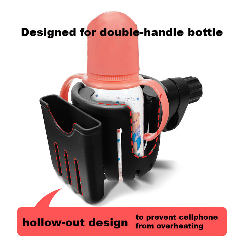 Universal Stroller Cup Holder w Handphone Holder 2-in-1 Stroller Accessories Bike Treadmill Wheelchair Water Bottle Holder - quixoticmuses