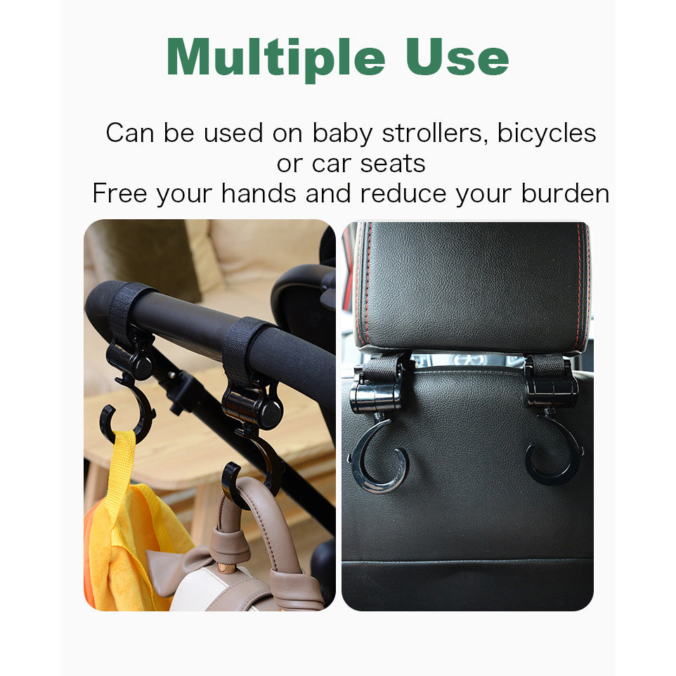 Baby Stroller Hook Clips 360° Rotatable Multi-Functional Mommy Bag Hooks Plastic Infant Stroller Accessories - quixoticmuses