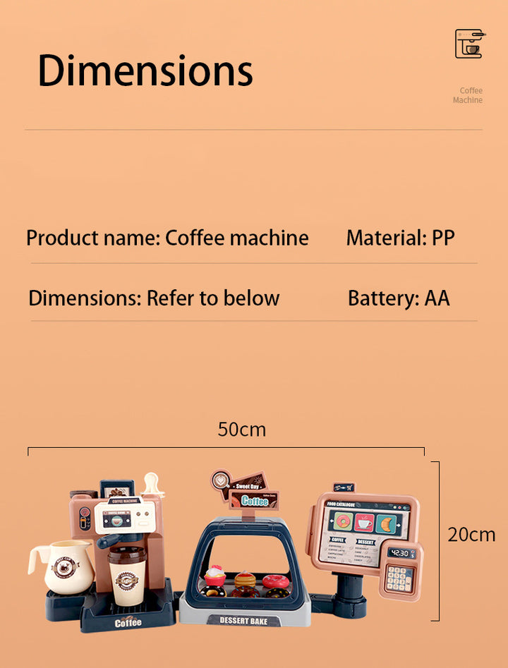 Baby Toddler Kids' 3-in-1 Toy Coffee Machine w Lights & Sound Effects 668-95 - quixoticmuses