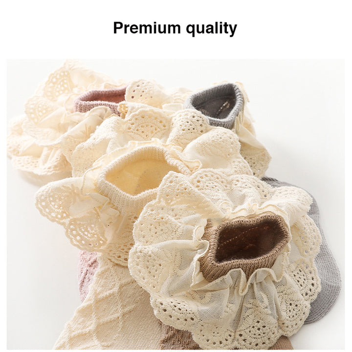 Baby Kids Girl Lace Brim Waffle Ankle Socks - quixoticmuses