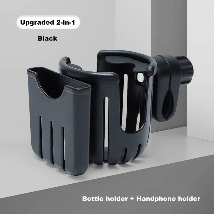 Universal Stroller Cup Holder w Handphone Holder 2-in-1 Stroller Accessories Bike Treadmill Wheelchair Water Bottle Holder - quixoticmuses